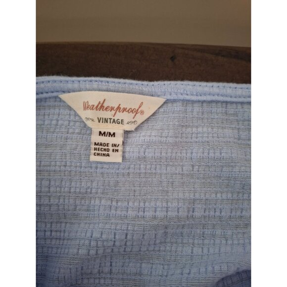 Weatherproof Womens Top Medium Blue Button Front Tie Hem Short Sleeve Cabincore - Picture 4 of 8